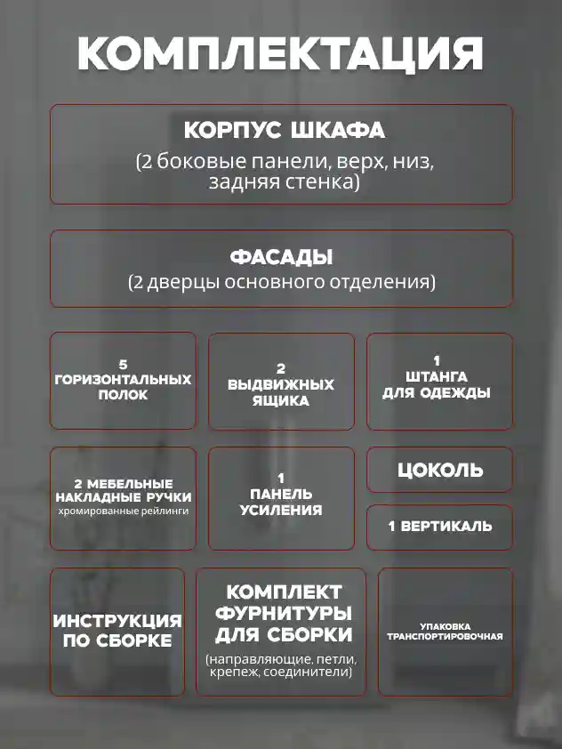 Шкаф 2 Распашной шкаф Desiato ШК2-Ц-Н5-П-Ф-СЕР-Р1-100х250х55, 540 PE Серый Манхеттен
