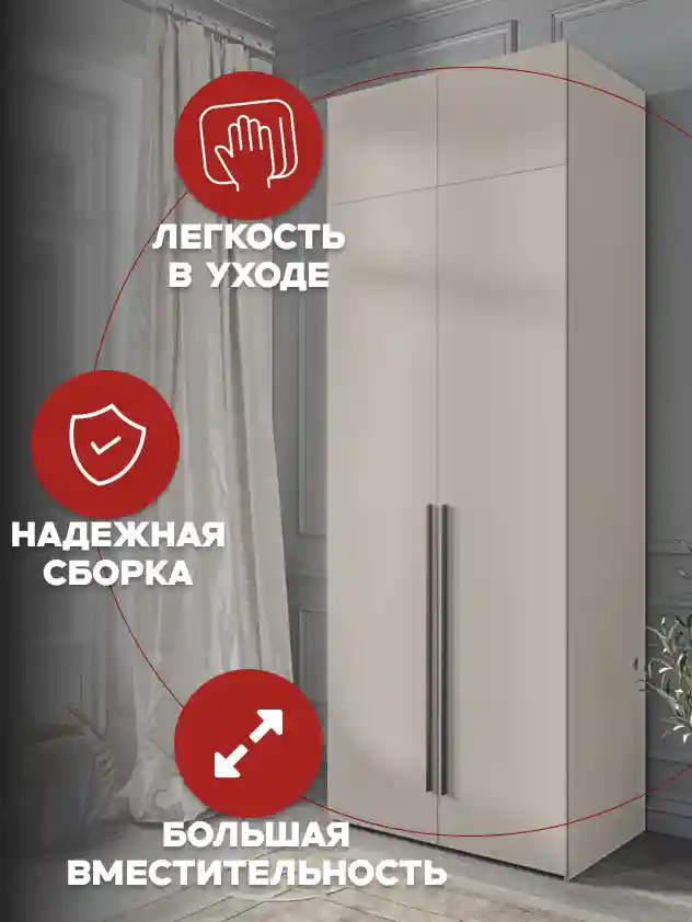 Шкаф 2-дверный Распашной шкаф Desiato ШК2-Ц-Н1А-ФА-КАШ-Р2-80х230х55, 5981 BS Кашемир