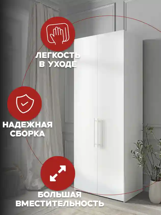 Шкаф 2 Распашной шкаф Desiato ШК2-Ц-Н2-Ф-БЕЛ-Р1-100х240х65, W3343V Белый вельвет