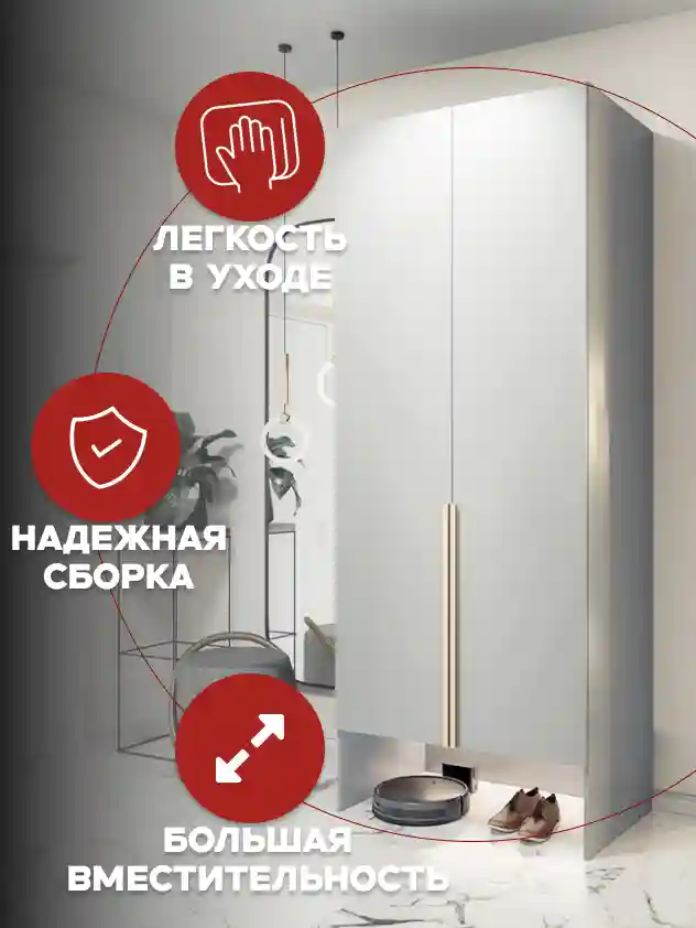 Шкаф 2-дверный Распашной шкаф Desiato ШК2-НШ-Н7-Ф-СЕР-Р3-60х220х55, 540 PE Серый Манхеттен
