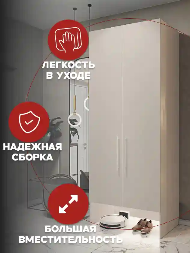Шкаф 2-дверный Распашной шкаф Desiato ШК2-НШ-Н6-Л-Ф-КАШ-Р1-80х210х55, 5981 BS Кашемир