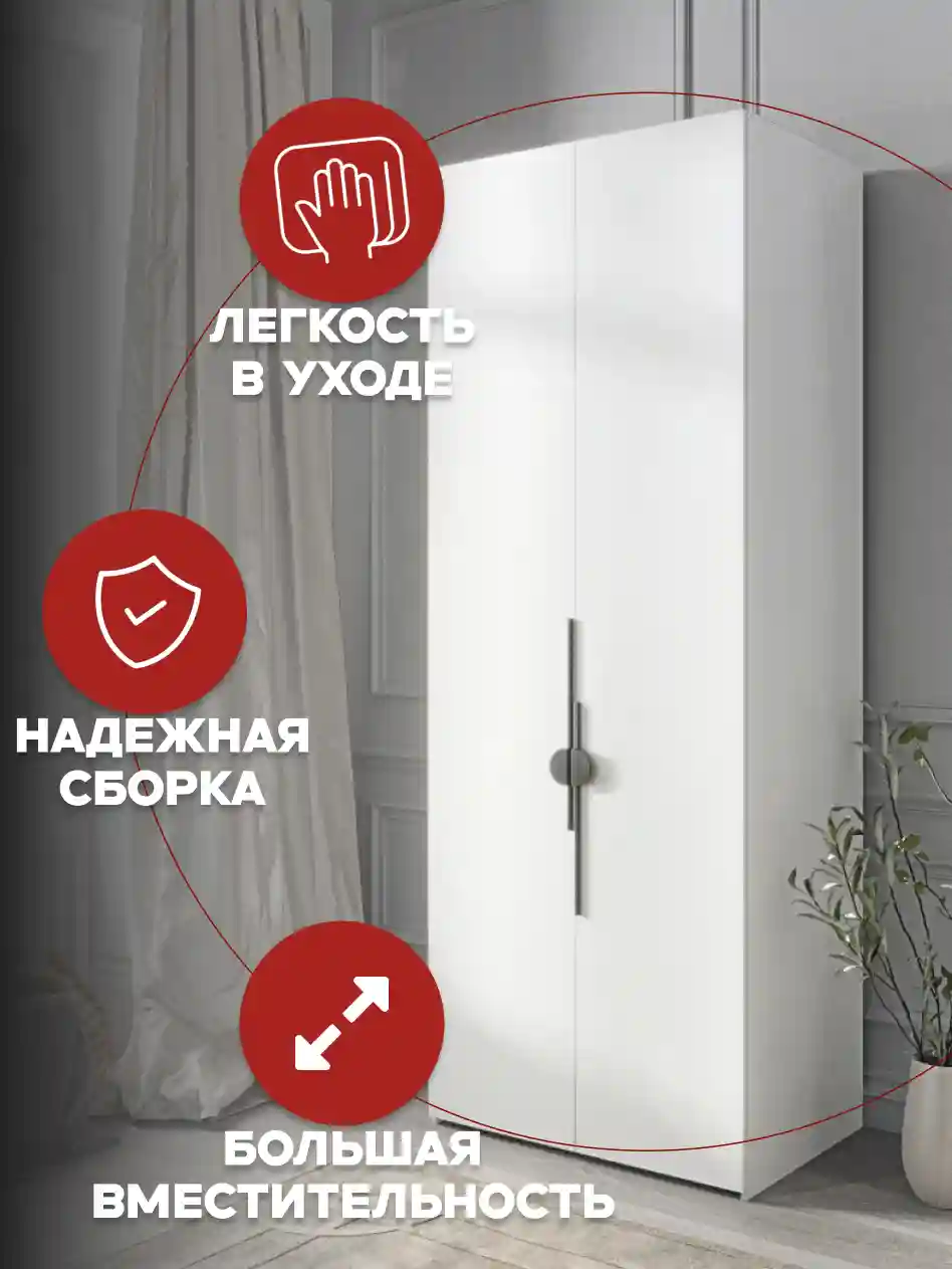 Шкаф 2-дверный Распашной шкаф Desiato ШК2-Ц-Н8-Ф-БЕЛ-Р6.2-70х240х65, W3343V Белый вельвет
