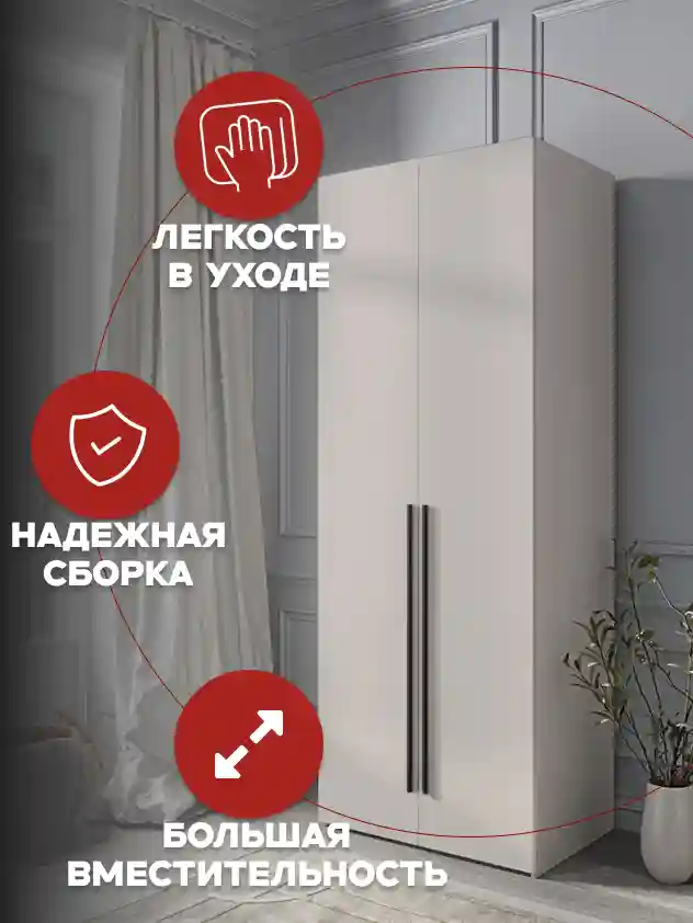 Шкаф 2-дверный Распашной шкаф Desiato ШК2-Ц-Н5-П-Ф-КАШ-Р2-90х220х50, 5981 BS Кашемир
